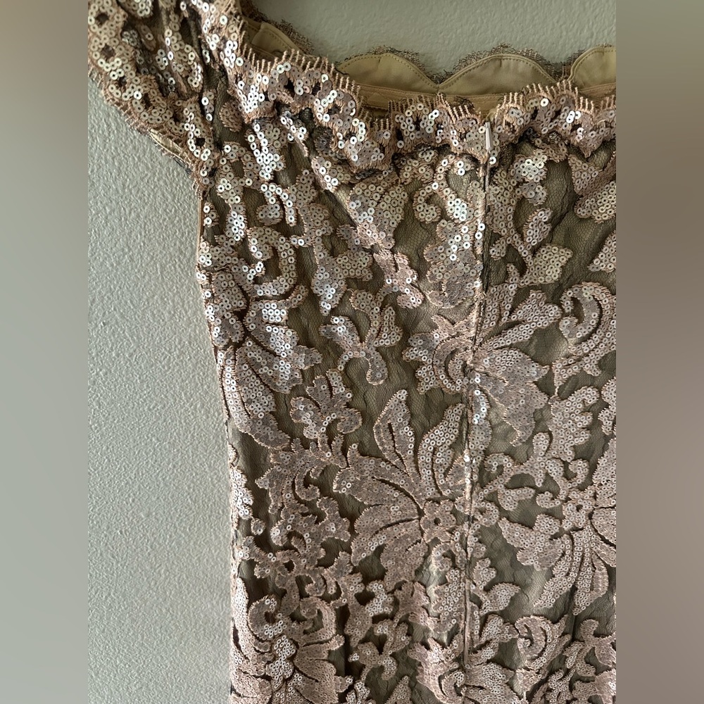 Tadashi Shoji Gold Lace Evening Gown - Picture 16 of 16
